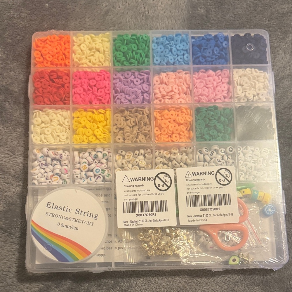 Colorful Assorted Bead Jewelry Kit with Elastic String